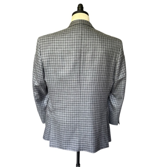 Jos. A. Bank gray check plaid wool silk linen blend notched lapel blazer | 43R - Picture 3 of 14